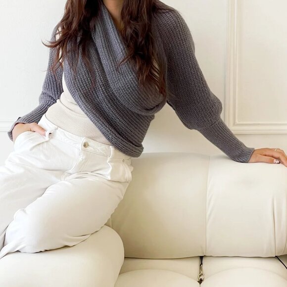 Freya Harper Scarf with Sleeves - Dark Grey - One Size Fits Most - Picture 4 of 5